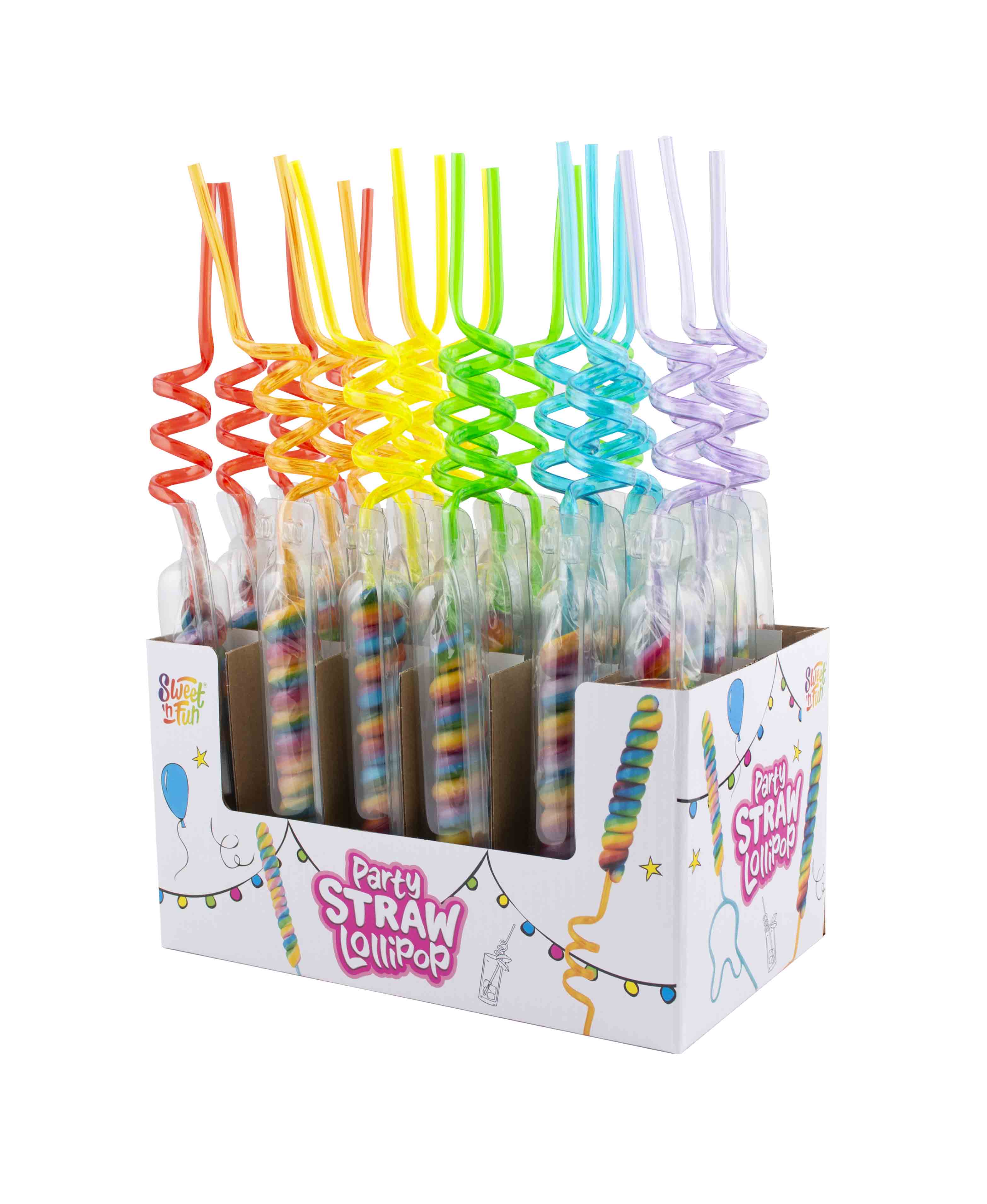Party straw lollipop – lízátko s party brčkem 42g