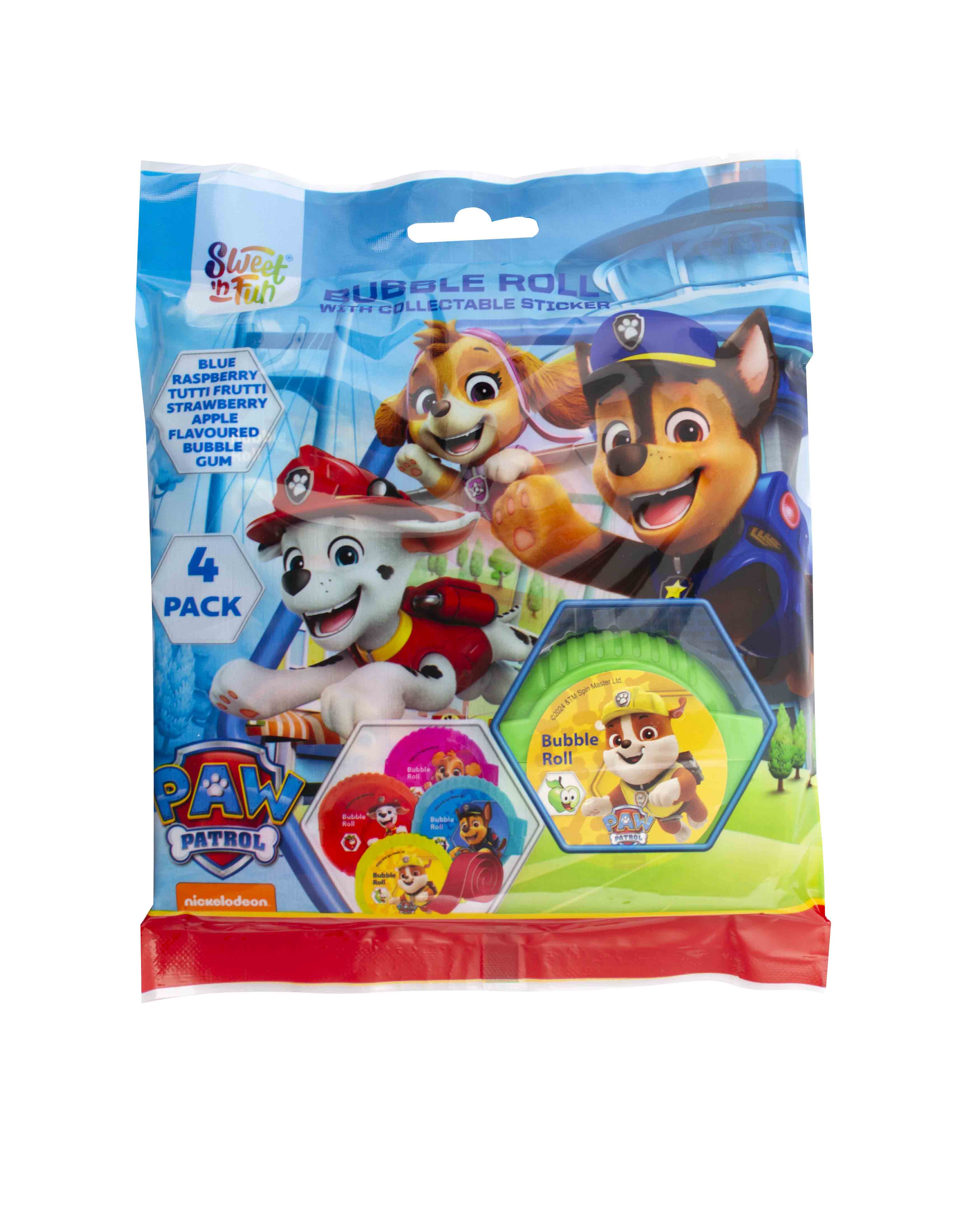 Paw Patrol bubble roll 4 pack – roller žvýkačky 64g